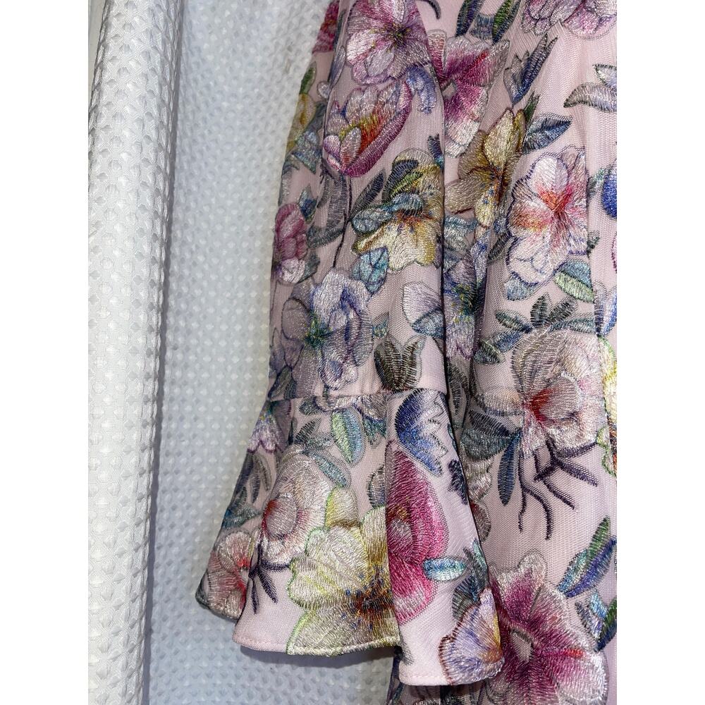 Adrianna Papell Floral Embroidered Mesh Sheath Dress Blush Pink Size 8 NWT - Picture 7 of 12
